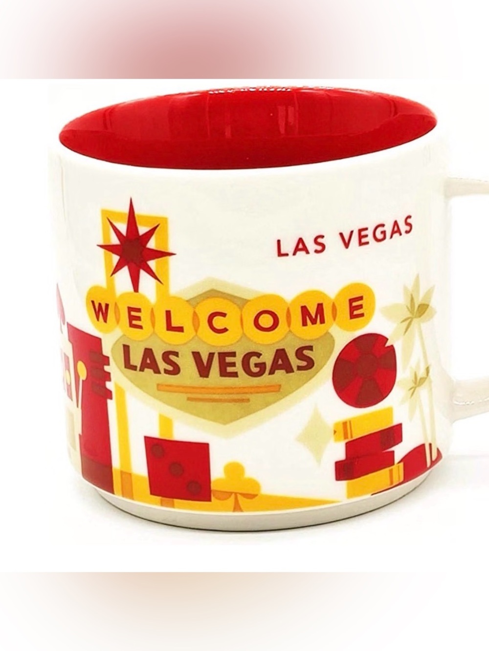 Starbucks Las Vegas Ceramic Mug - White with Red and Yellow Design